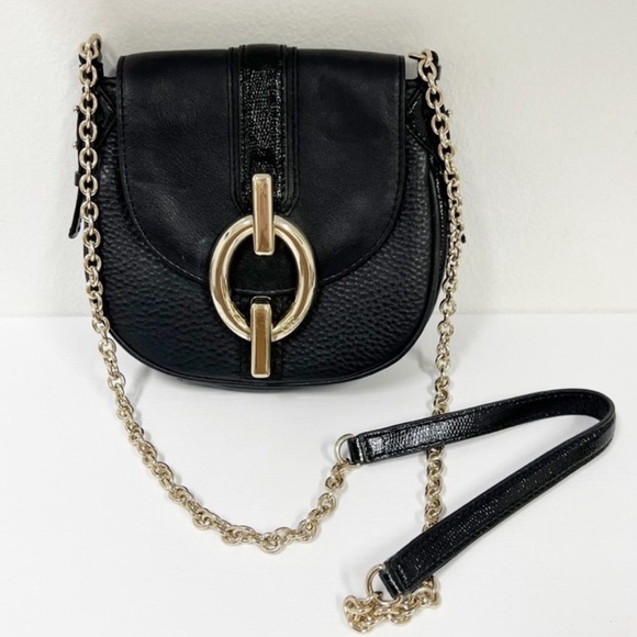 Diane Von Furstenberg Handbags - Diane von Furstenberg Sutra Mini Leather Crossbody bag purse black gold strap